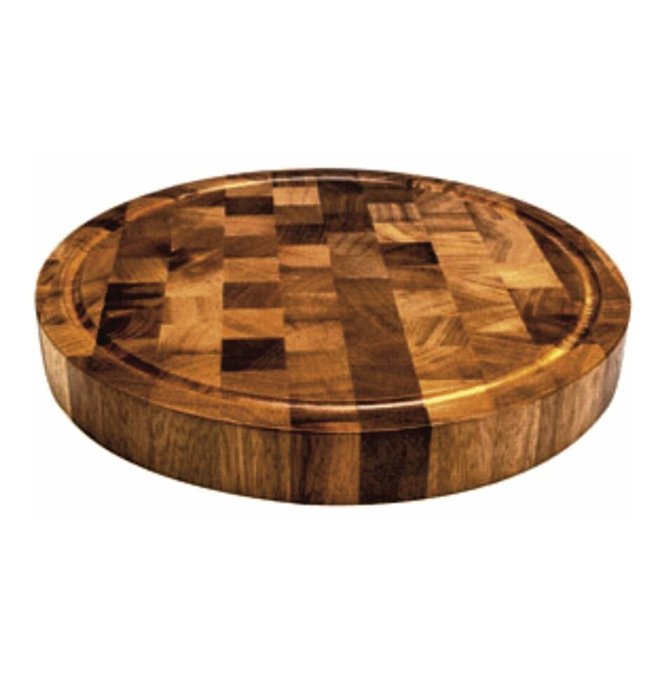 Lava Kesme Ve Servis Tahtası, İroko Ağacı. Yuvarlak 32 Ø x 4cm