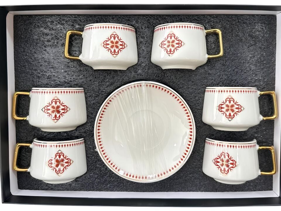 Porselen 6 Kişilik Kahve Fincanı BLS POR1002 KIRMIZI