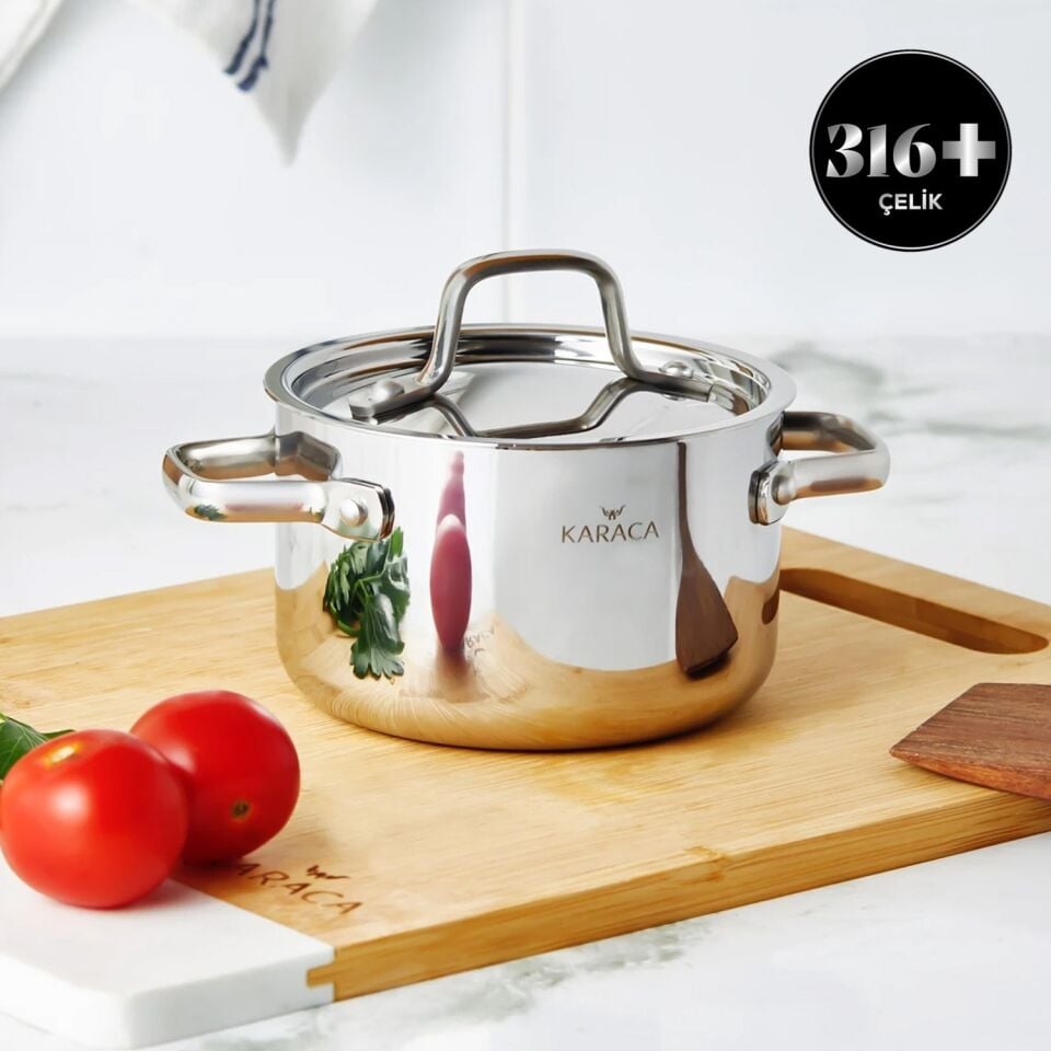 Karaca 3ply Powersteel 316+ Çelik İndüksiyon Tabanlı Mini Tencere 10 Cm