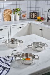 karaca Valora 6 Parça İndüksiyon Tabanlı Çelik Sahan Seti