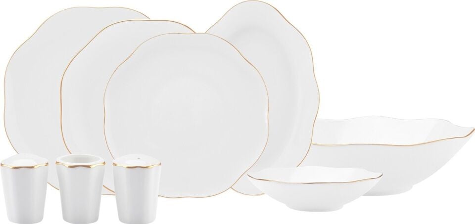 Karaca Streamline Cyrus Gold 59 Parça 12 Kişilik New Bone Yemek Takımı