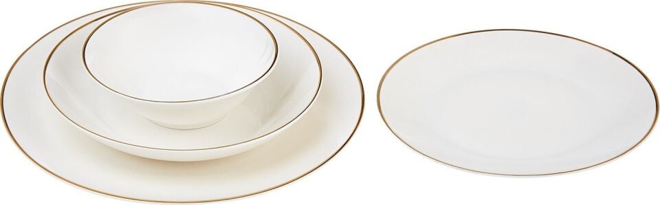 11KKK Karaca Alicia 24 Parça 6 Kişilik Porselen Gold Yuvarlak Yemek Takımı