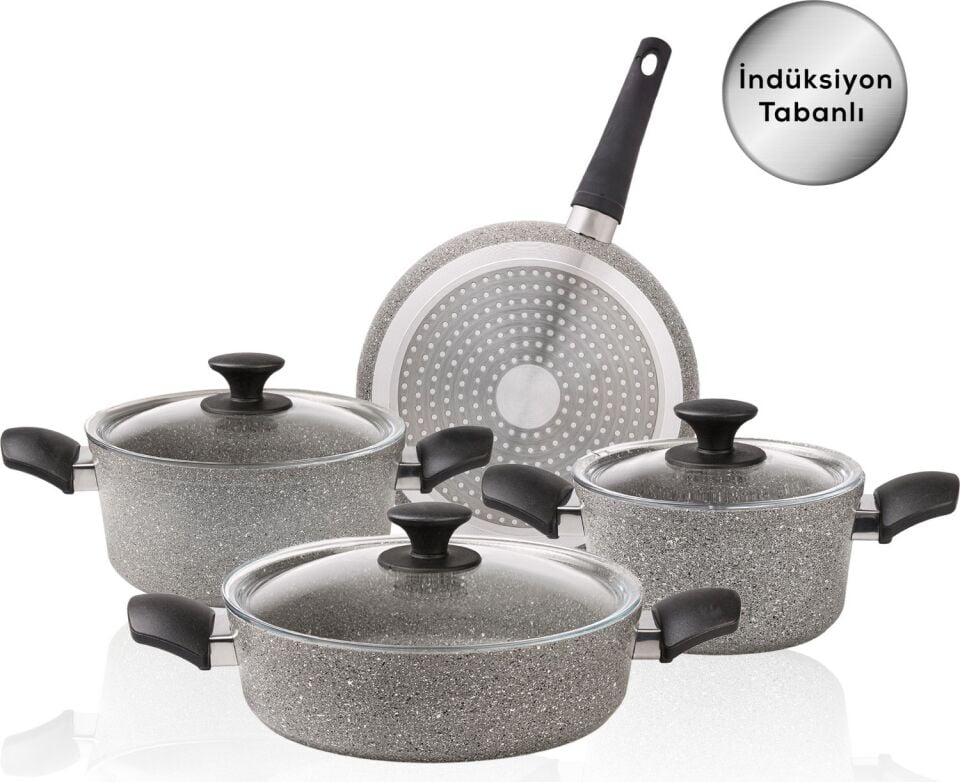 Karaca Biogranit Grey New 7 Parça Tencere Seti