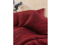 Cotton Box Plain Çift Kişilik Nevresim Takımı Sooty Bordo
