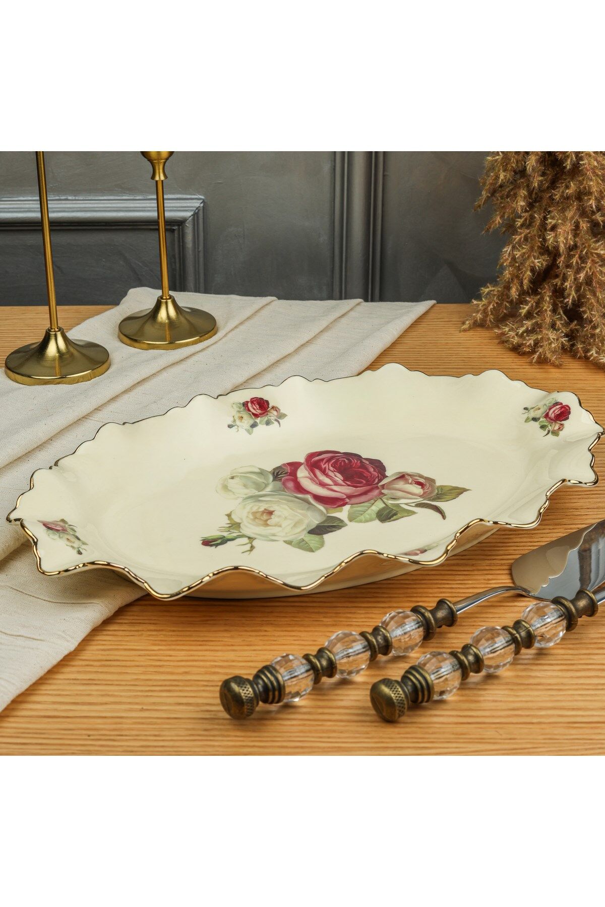 Roy Kıng Rose Oval Sunum Tabak 33 Cm