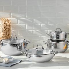 Nehir Silver Güveç 8 Parça Çelik Tencere Seti