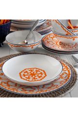 596619 Desen 24 Parça Yemek Seti Turuncu