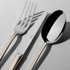 Nehir Fulya Altın Sade 6 Kişilik 36 Parça Çatal Kaşık Bıçak Takımı