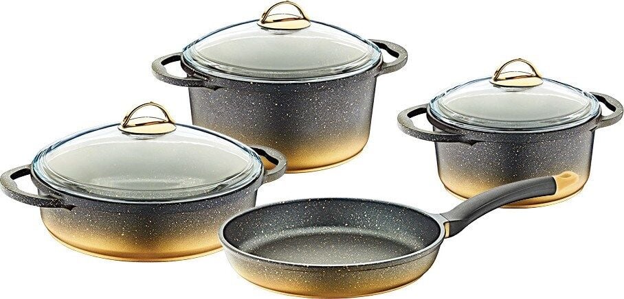 Oms Granit Döküm Tencere Seti 7 Parça Gold 3043