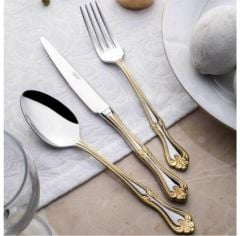 Nehir Lalezar Altın Sade 6 Kişilik 36 Parça Çatal Kaşık Bıçak Takımı