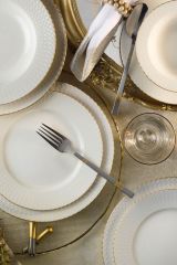 Kütahya Porselen Bone Iron 24 Parça Yemek Seti Mat Altın File Ile Bnırn24y2520