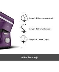 Karaca Mastermaid Chef Pro Çift Kollu Stand Mikser Grape Purp 1750 W