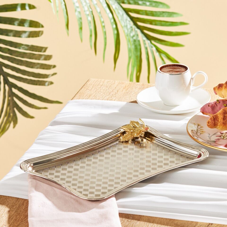 Emsan Leafy Dikdörtgen Tepsi Platin 23 Cm