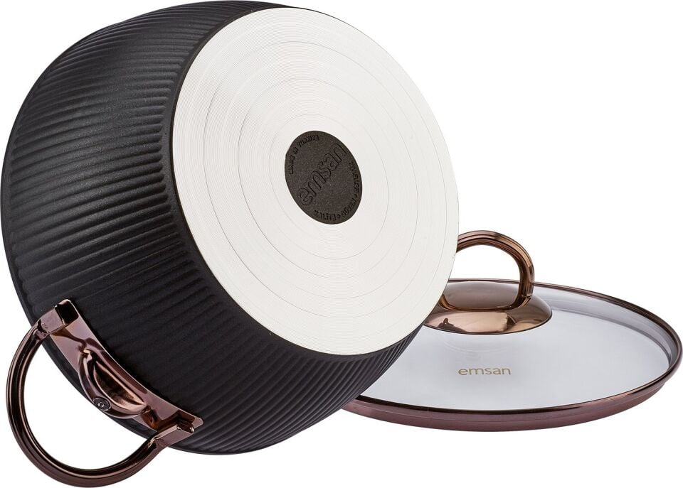 Emsan Line 7 Parça Granit Tencere Seti Yeni Siyah Rose