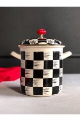 Kitchen Beyond Dama Desen Siyah-krem Emaye 16x24cm 3,5 Lt Bakraç 0522